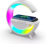   Difuzor bluetooth multimedia, suport de încărcare wireless, ceas cu alarmă, RGB