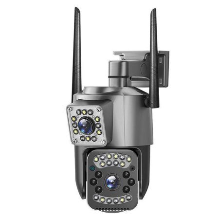 Cameră IP de securitate cu lentile duble pentru exterior cu zoom 10X și vedere nocturnă - 2x2 MP, 4G